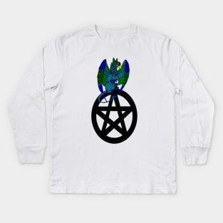 Magical Griffon on a Pentacle Kids Long Sleeve T-Shirt